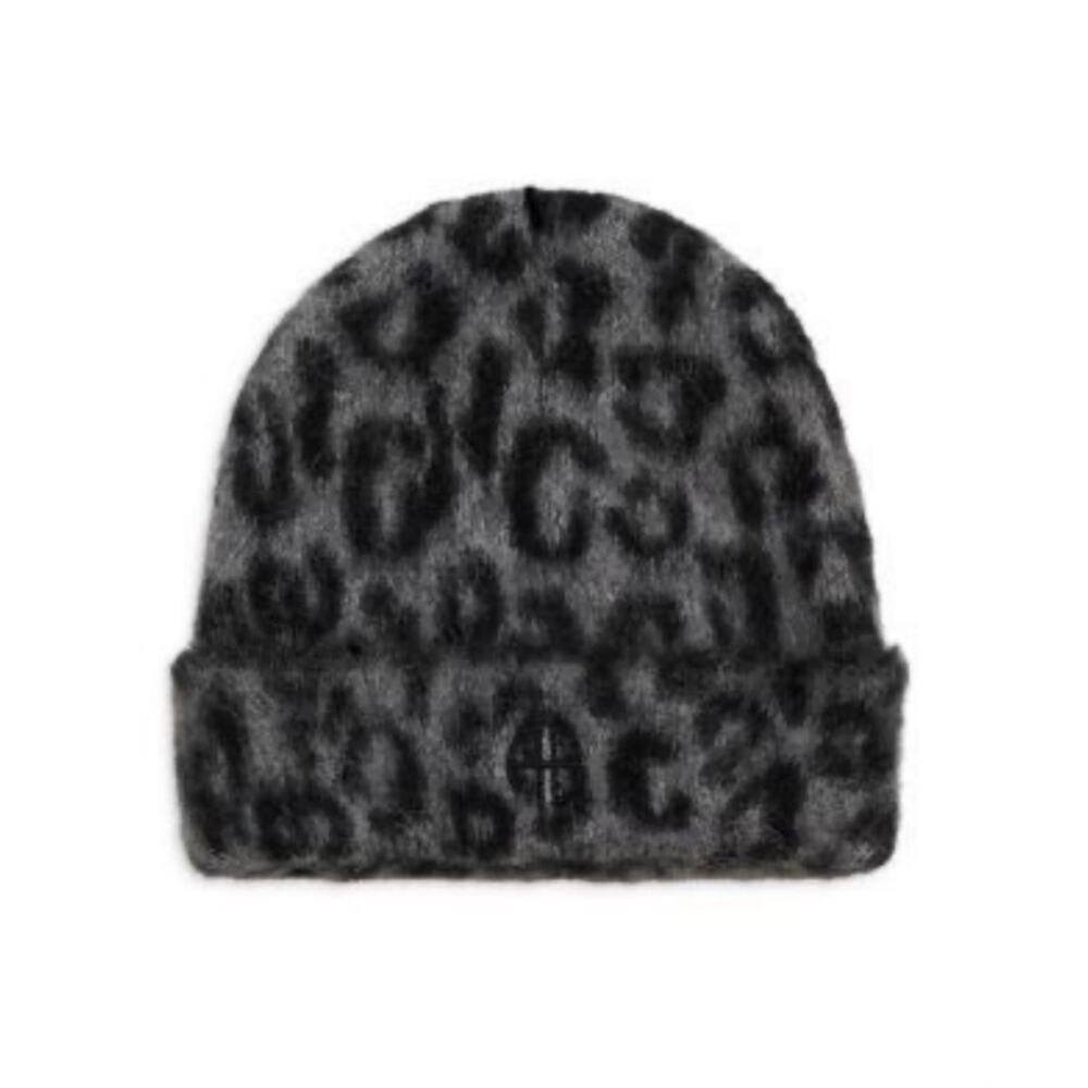 ANINE BING Elia Beanie in Grey Leopard